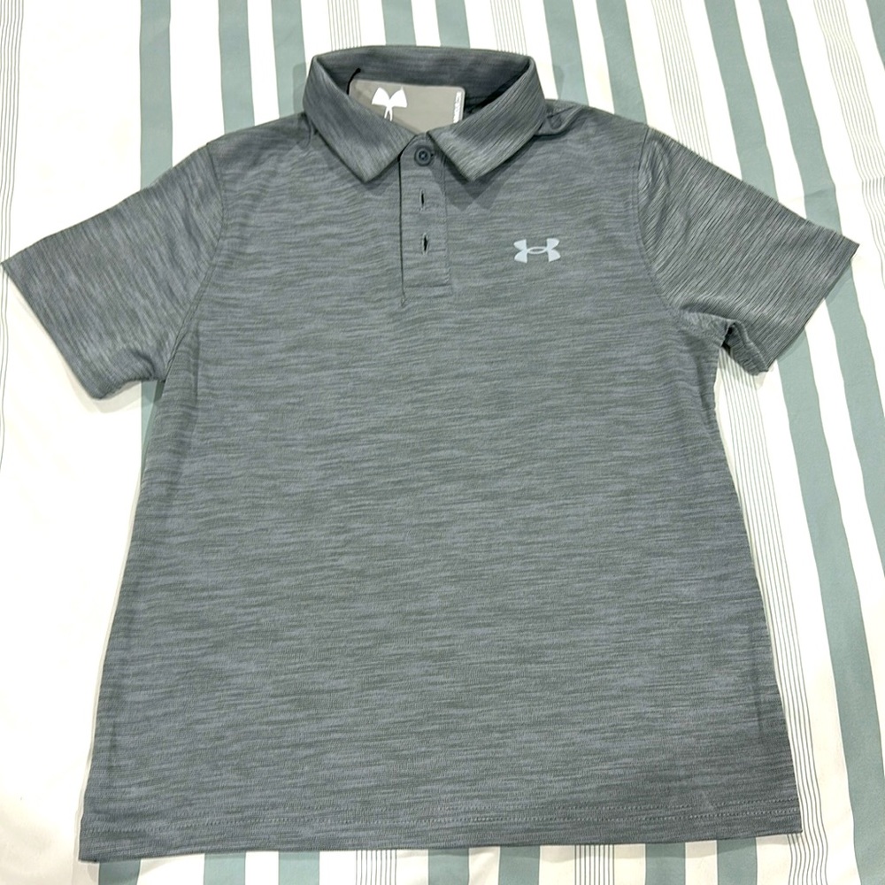 Under Armour Boys Loose Fit Gray Polo Shirt. Brand new with tags